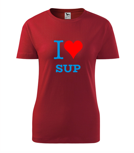 Červené dámské tričko I love SUP