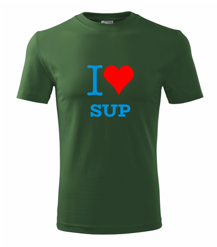 Lahvově zelené tričko I love SUP