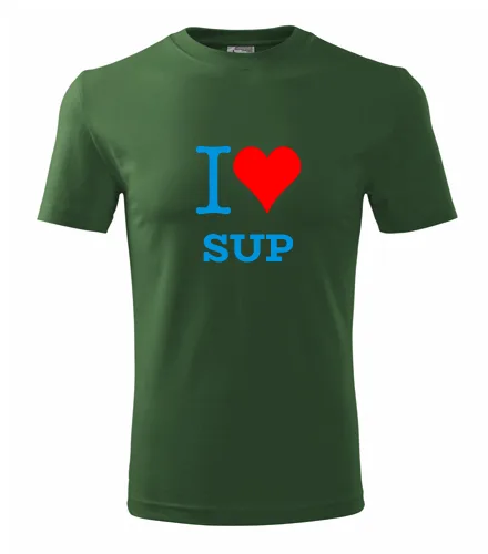 Lahvově zelené tričko I love SUP