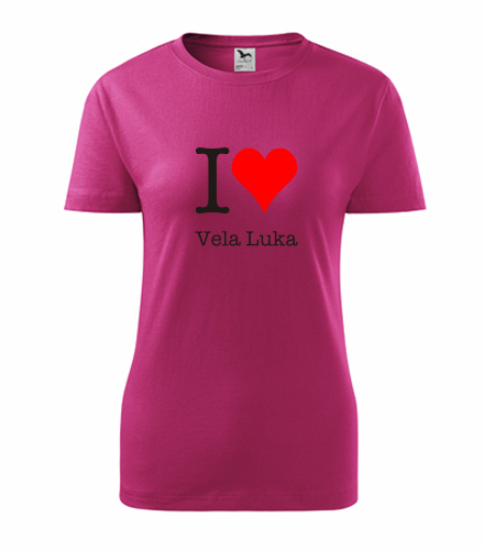 Purpurové dámské tričko I love Vela Luka