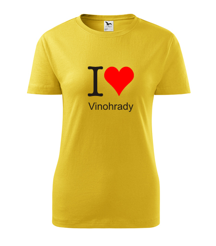 Žluté dámské tričko I love Vinohrady