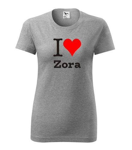 Šedé dámské tričko I love Zora