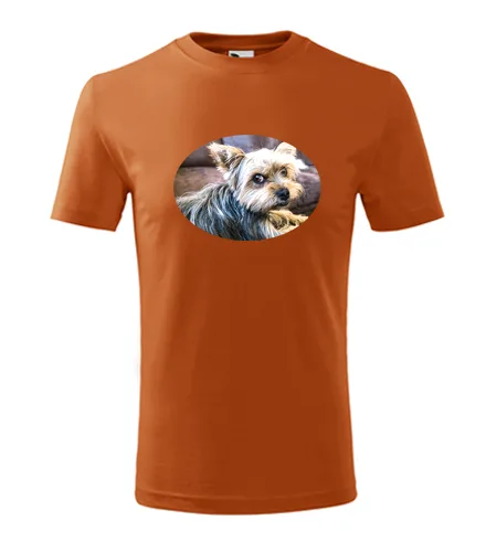 Oranžové dětské tričko s jorkšírem