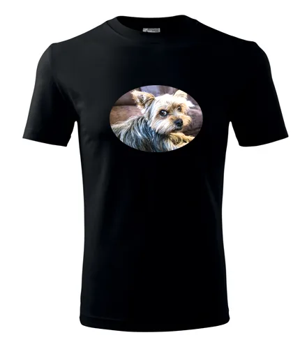 Černé tričko s jorkšírem