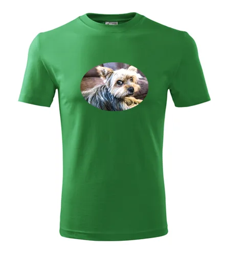 Zelené tričko s jorkšírem