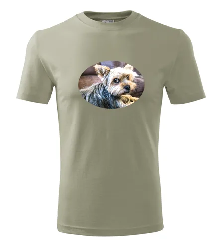 Khaki tričko s jorkšírem