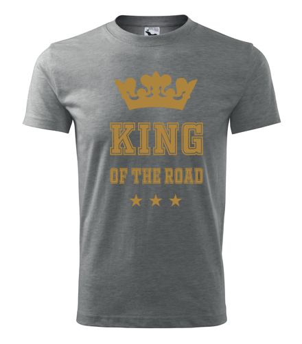 Šedé tričko King of the road zlaté