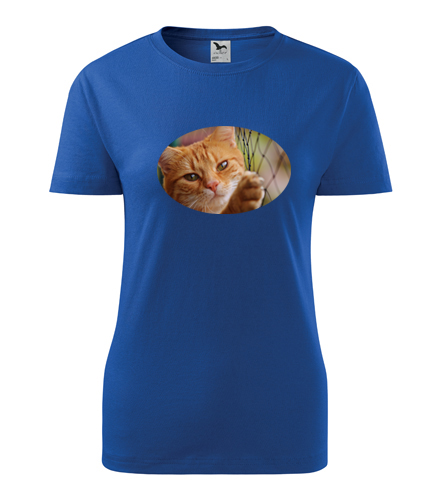 Modré dámské tričko s kočkou 1