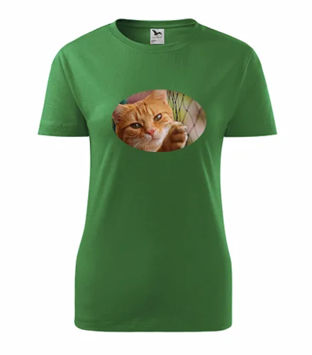 Zelené dámské tričko s kočkou 1