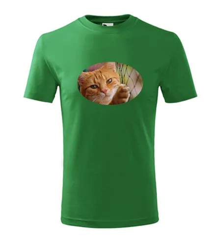 Zelené dětské tričko s kočkou 1