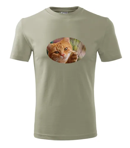 Khaki tričko s kočkou 1