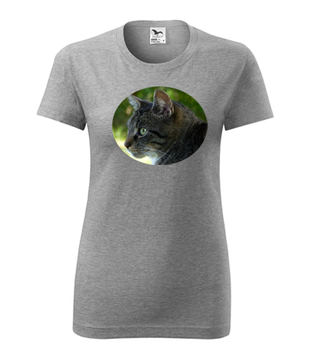 Šedé dámské tričko s kočkou 2