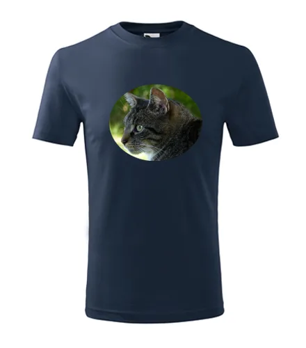 Tmavě modré dětské tričko s kočkou 2