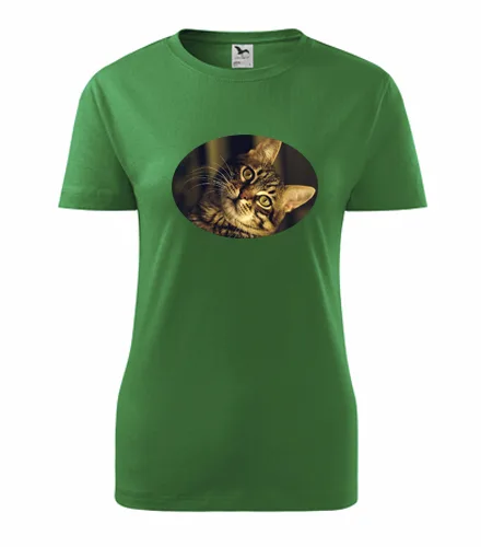 Zelené dámské tričko s kočkou 3