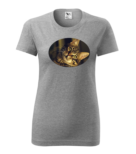 Šedé dámské tričko s kočkou 3