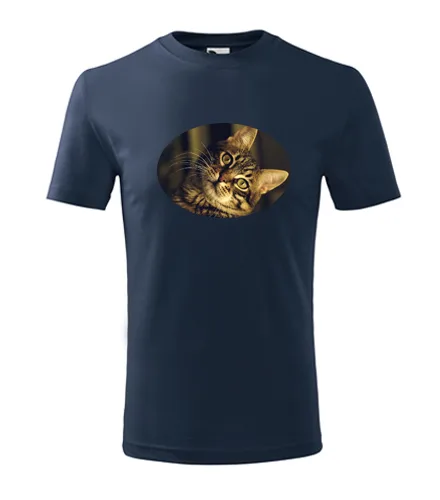 Tmavě modré dětské tričko s kočkou 3