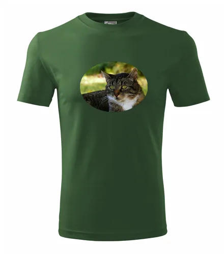 Lahvově zelené tričko s kočkou 4