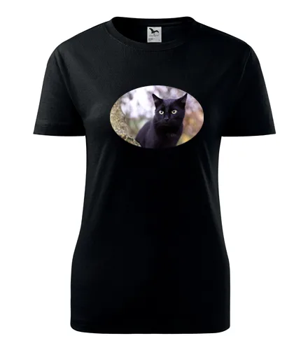 Černé dámské tričko s kočkou 6