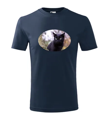 Tmavě modré dětské tričko s kočkou 6