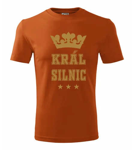 Oranžové tričko král silnic - zlatý potisk