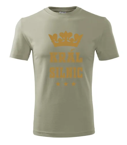 Khaki tričko král silnic - zlatý potisk