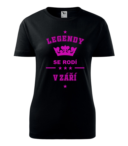 Černé dámské tričko Legendy se rodí v září