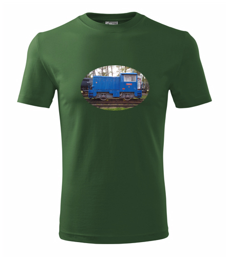 Lahvově zelené tričko s lokomotivou t2010101