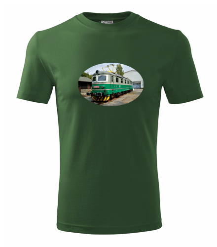 Lahvově zelené tričko s lokomotivou 181