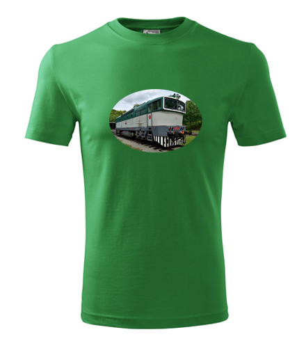 Zelené tričko s lokomotivou 750 Brejlovec