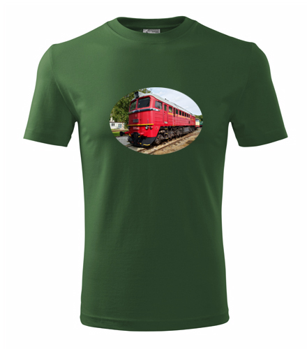 Lahvově zelené tričko s lokomotivou 781 Sergej