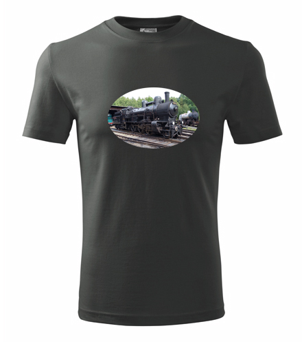 Grafitové tričko s parní lokomotivou 354
