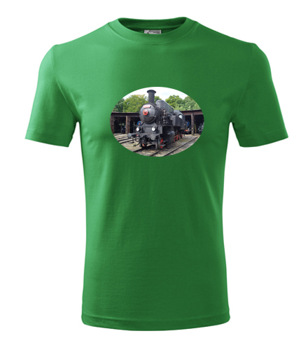 Zelené tričko s parní lokomotivou 423