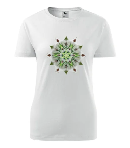 trička s potiskem Bílé dámské tričko s mandalou 14