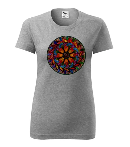 Šedé dámské tričko s mandalou 6
