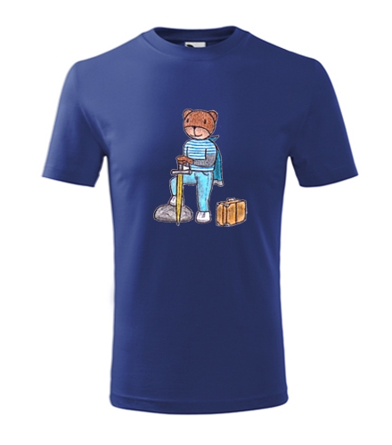 Modré dětské tričko medvídek cestovatel