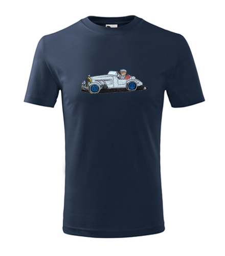 Tmavě modré dětské tričko medvídek v autě