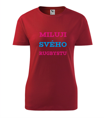 Červené dámské tričko Miluji svého rugbystu