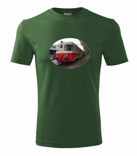 Lahvově zelené tričko s motorovým vozem 820-056-0
