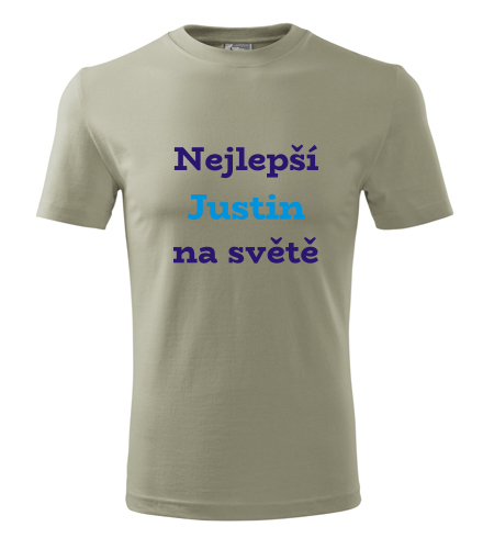 Khaki tričko nejlepší Justin na světě