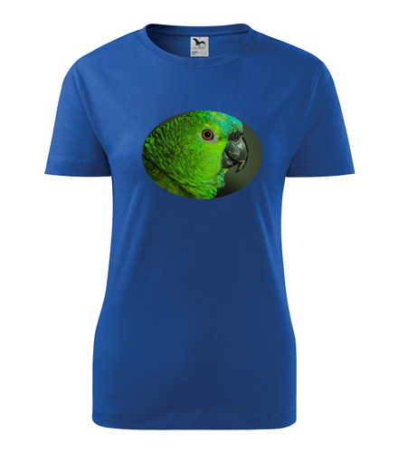 Modré dámské tričko s papouškem 2