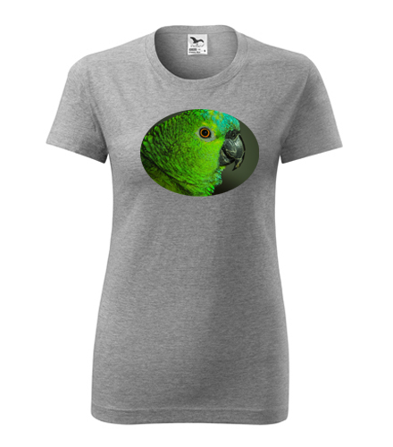 Šedé dámské tričko s papouškem 2