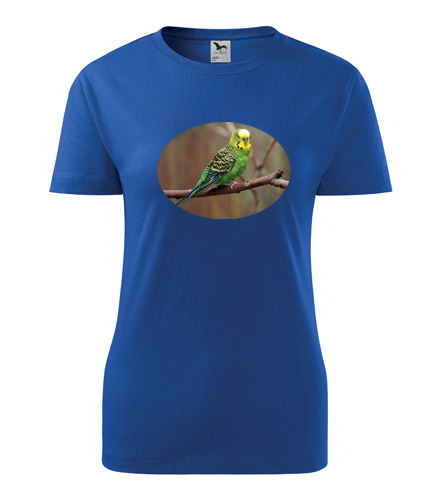Modré dámské tričko s papouškem 3