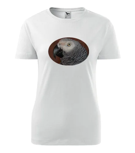 trička s potiskem Bílé dámské tričko s papouškem 6