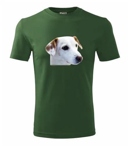Lahvově zelené tričko se psem 1