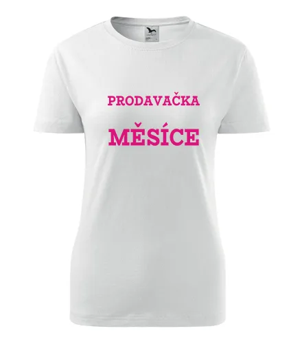 trička s potiskem Bílé dámské tričko prodavačka měsíce