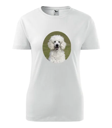 trička s potiskem Bílé dámské tričko s pudlem