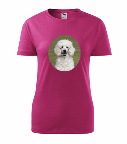 Purpurové dámské tričko s pudlem