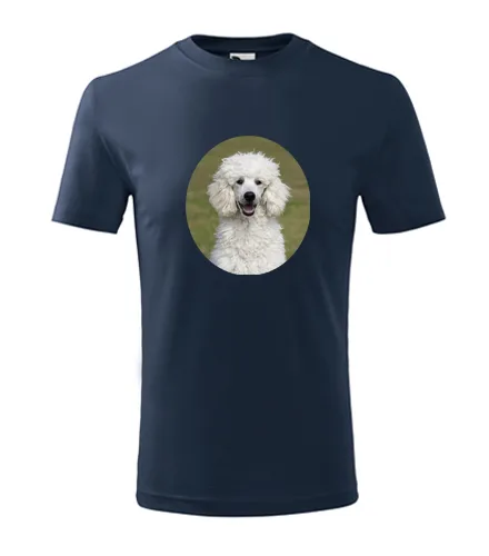 Tmavě modré dětské tričko s pudlem