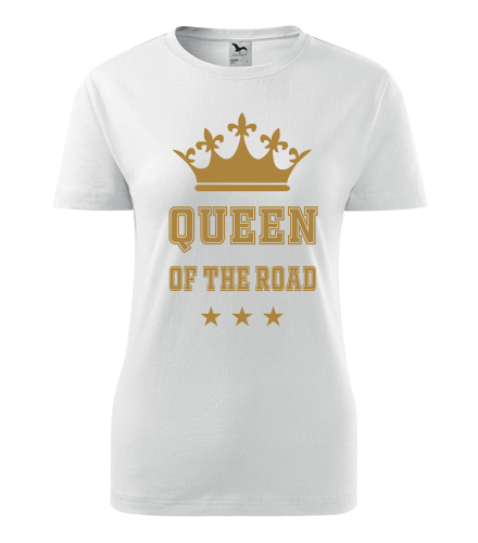 Bílé dámské tričko Queen of the road zlaté