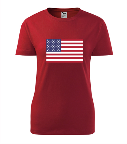 Červené dámské tričko s americkou vlajkou